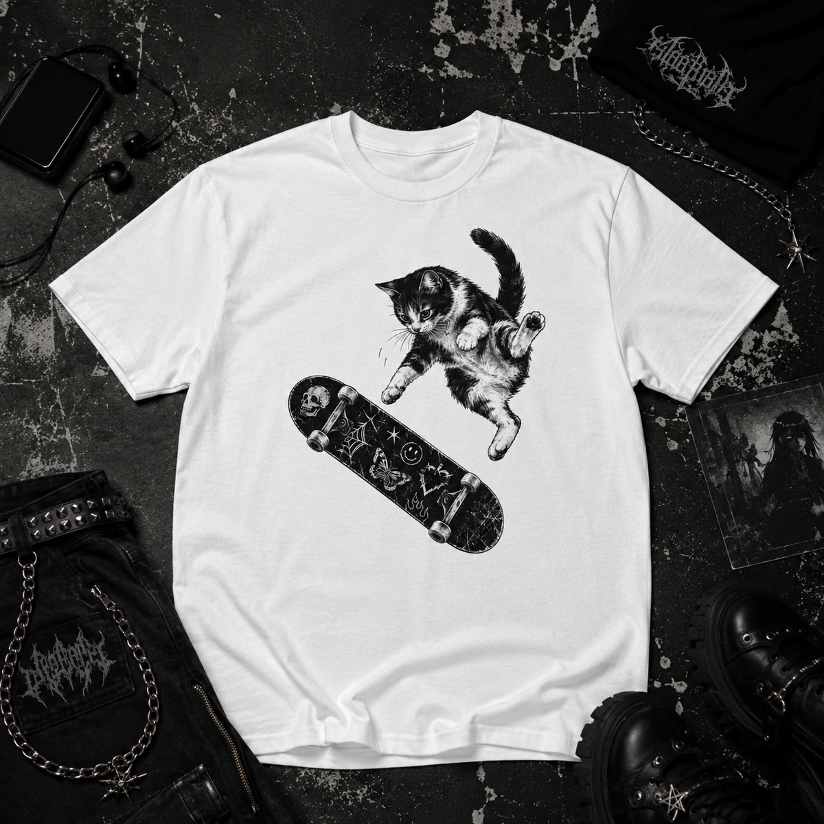Skateboarding Cat