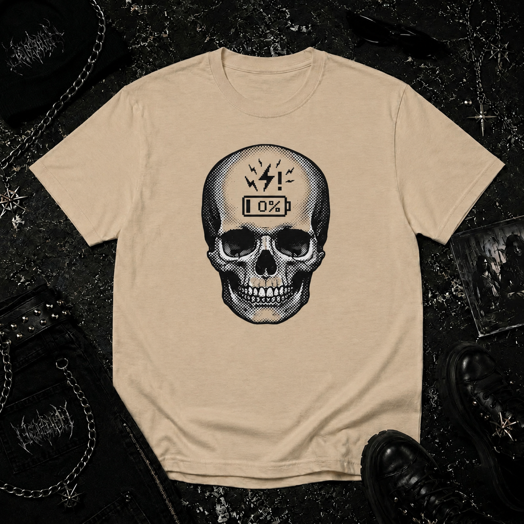 Low Battery Skull tee