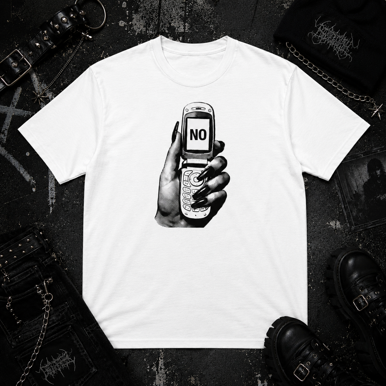 Long Nails Flip Phone tee