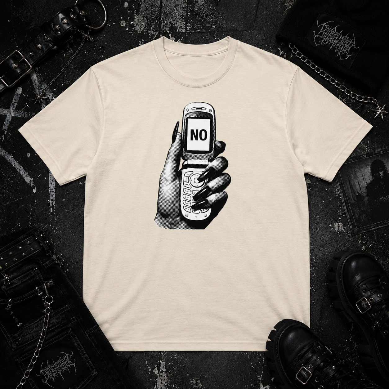 Long Nails Flip Phone tee