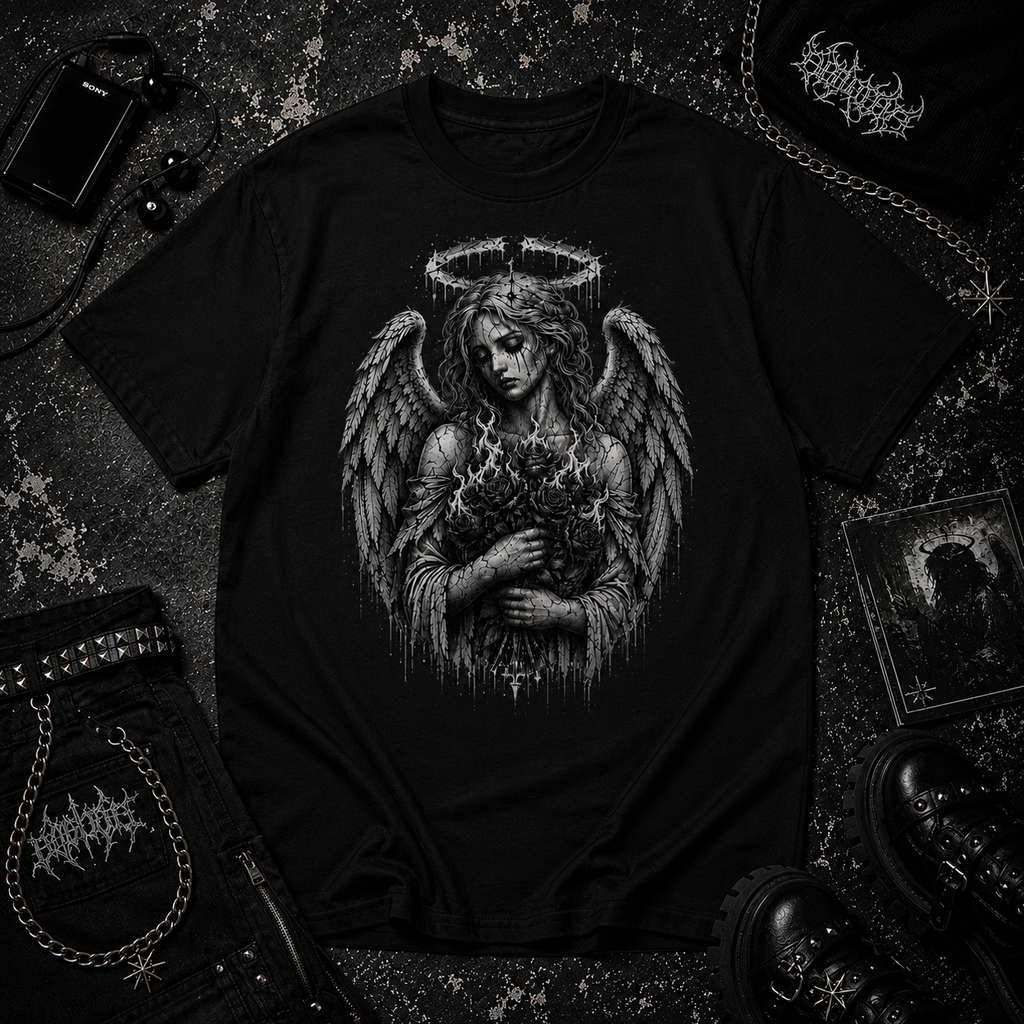 Angel Holding Roses tee