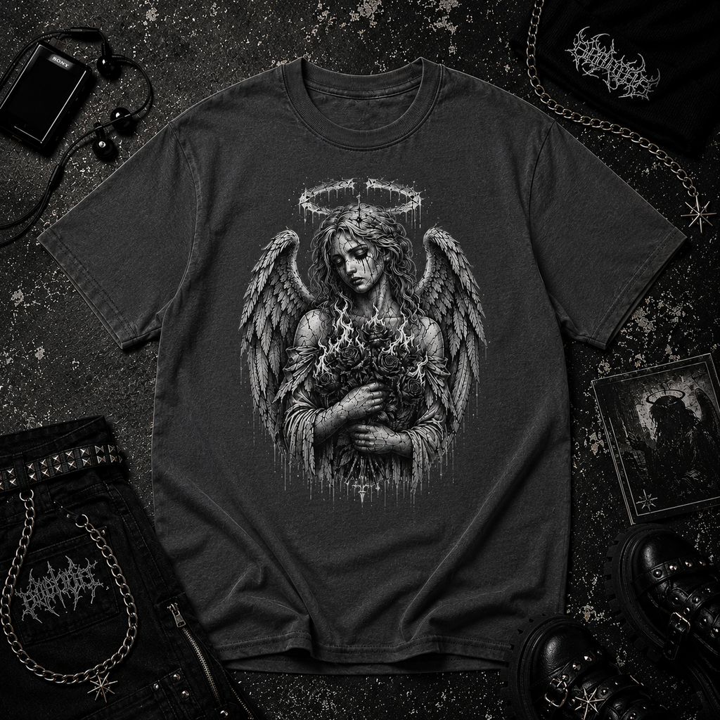Angel Holding Roses tee