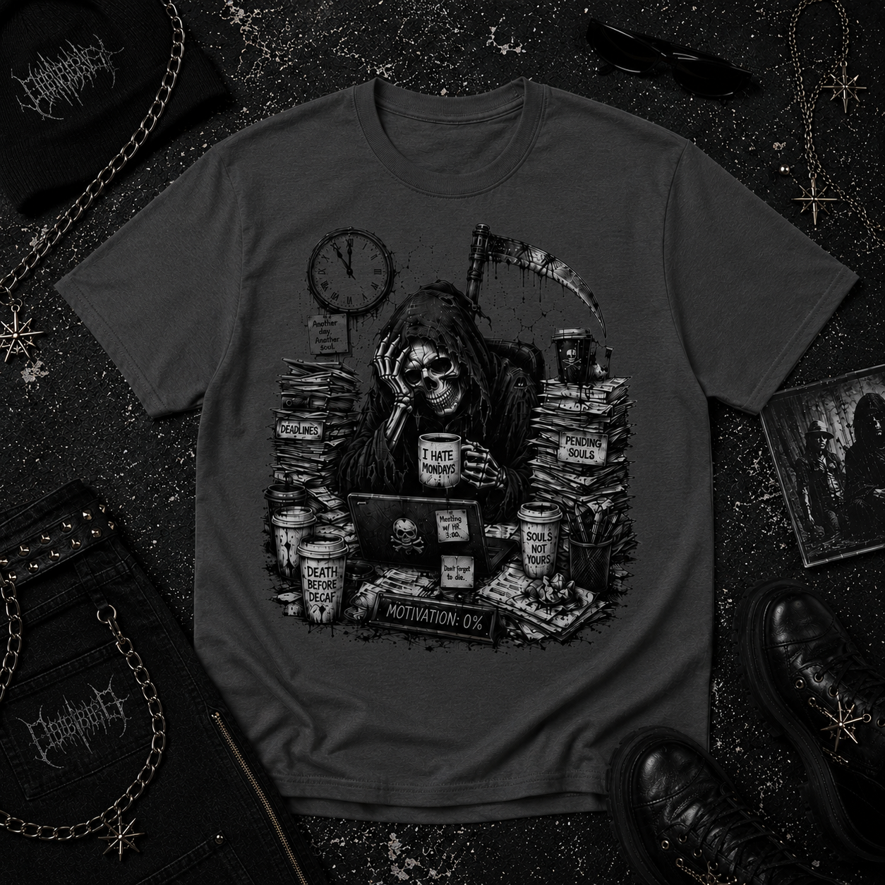 Grim Reaper In Office tee