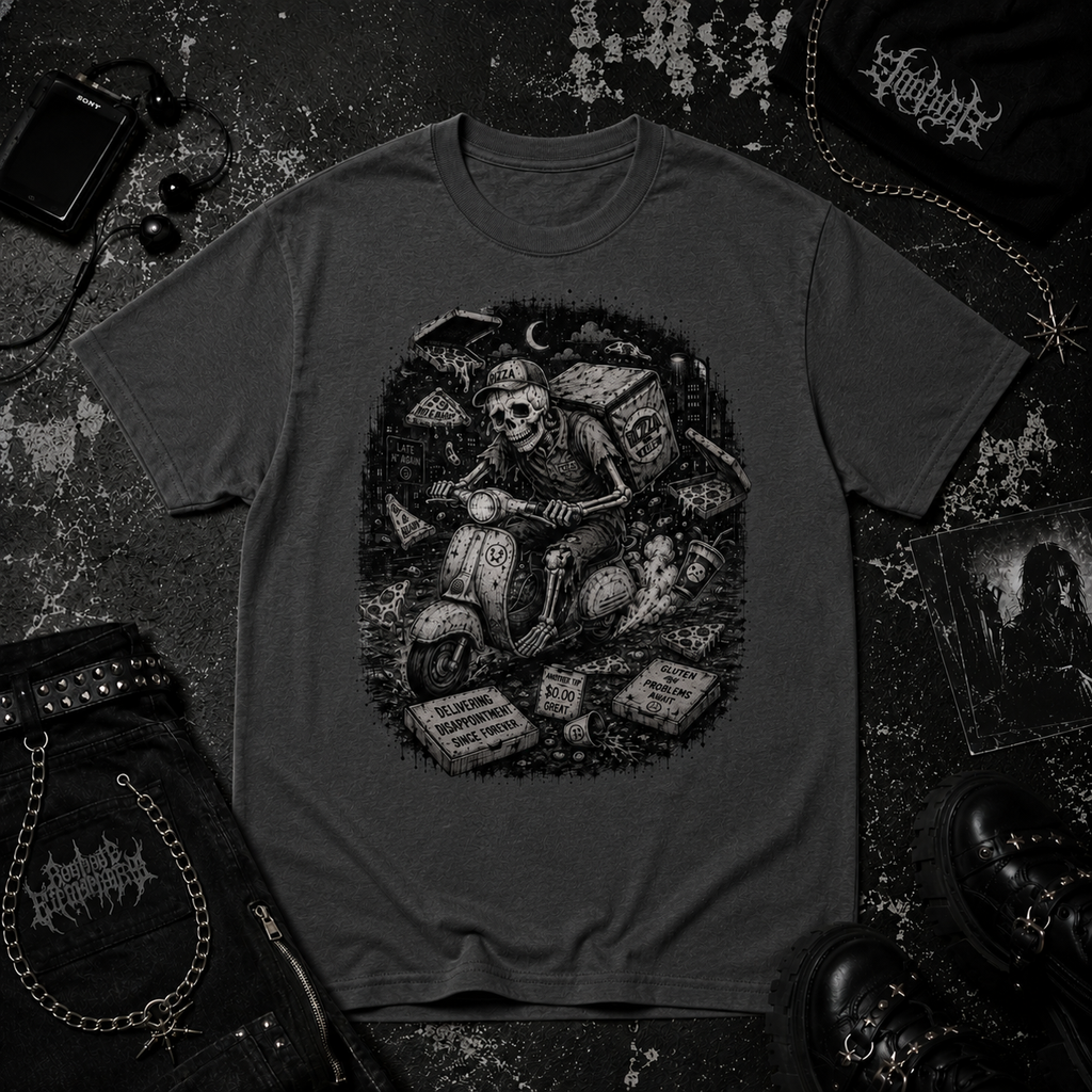 Skeleton Pizza Guy tee