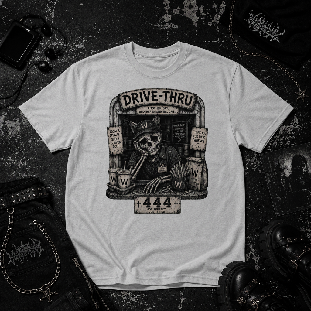Cat Working Fast Food tee