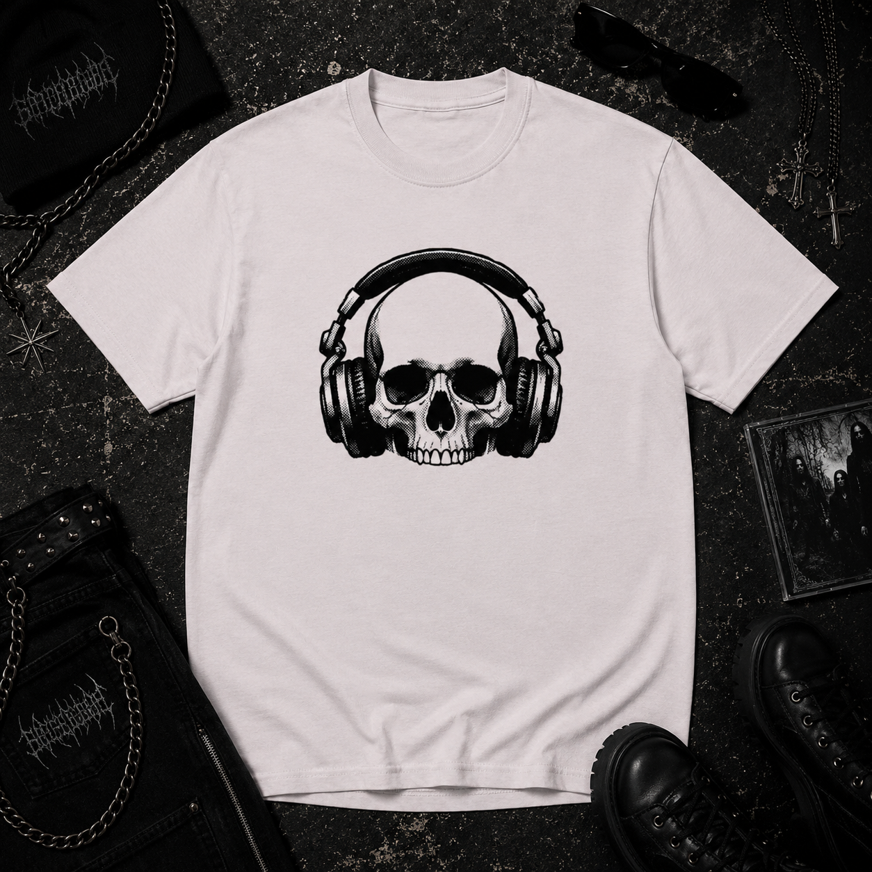 Skull With Headphones tee