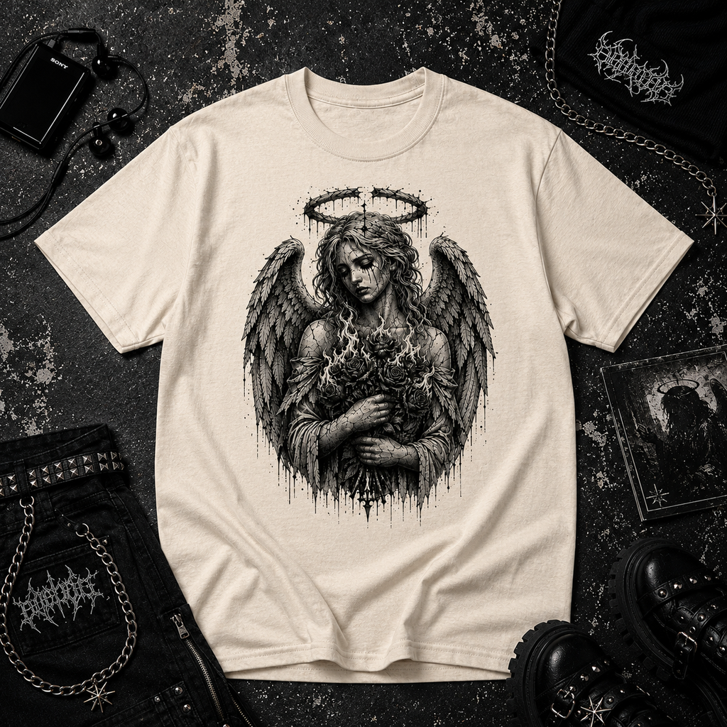 Angel Holding Roses tee