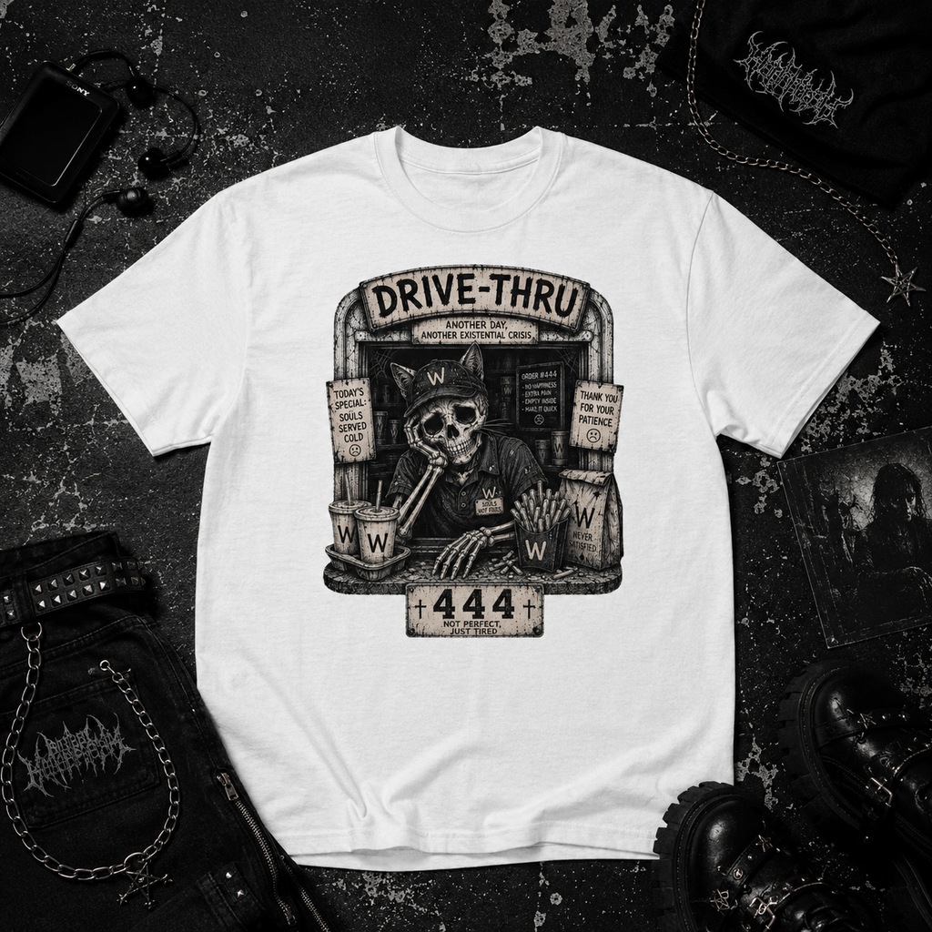 Cat Working Fast Food tee