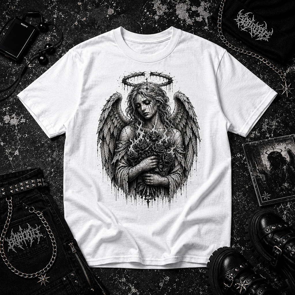 Angel Holding Roses tee