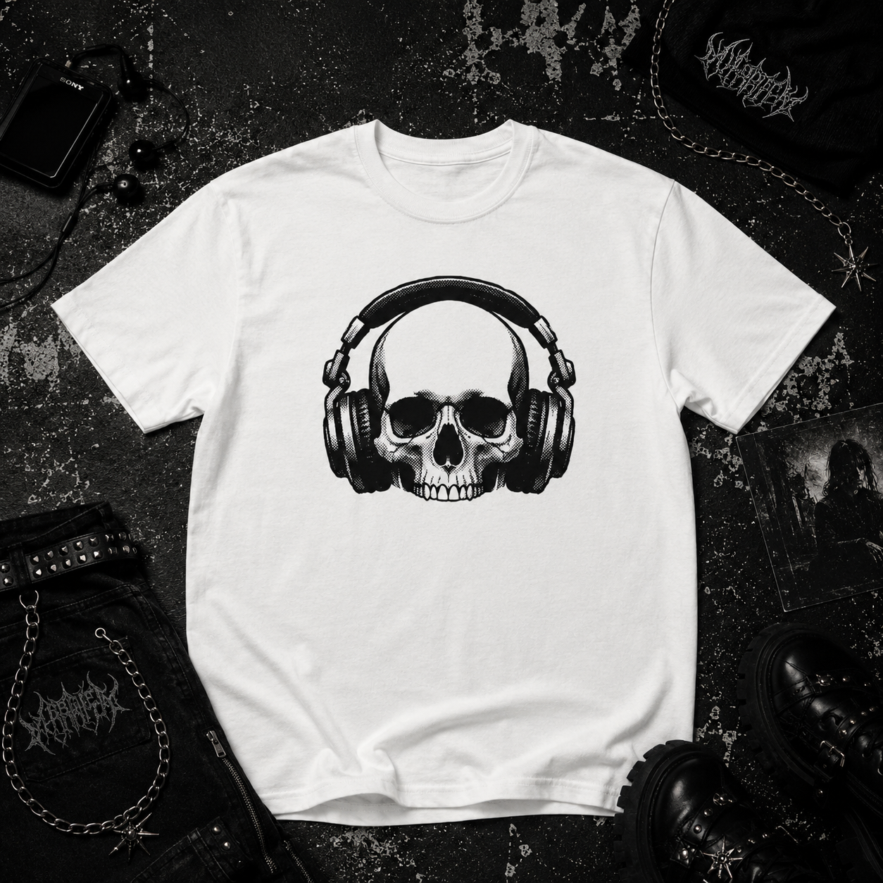 Skull With Headphones tee