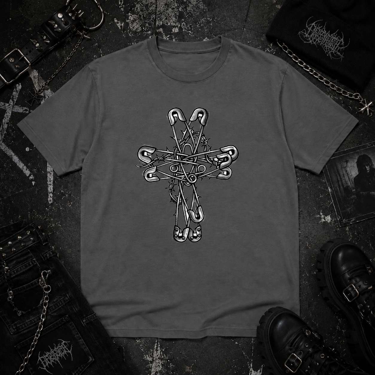 Safety Pin Cross tee