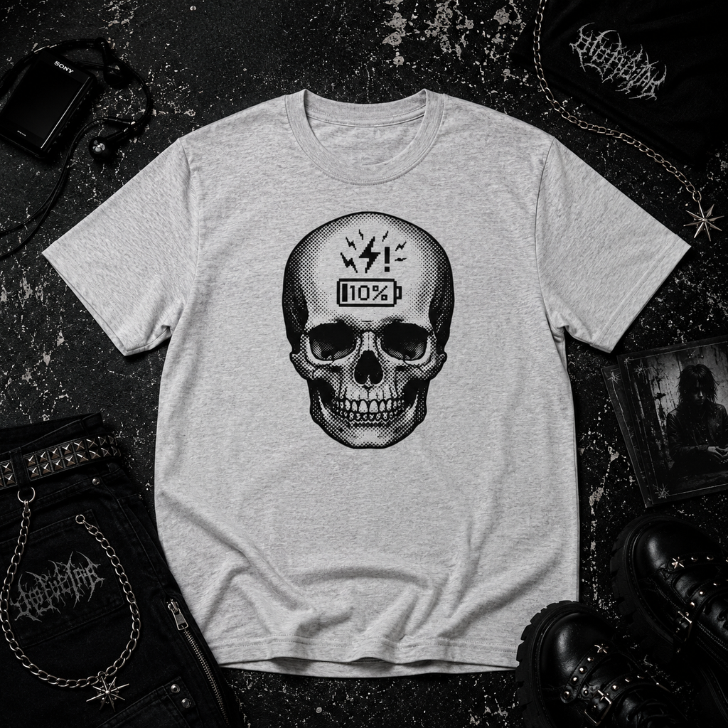 Low Battery Skull tee