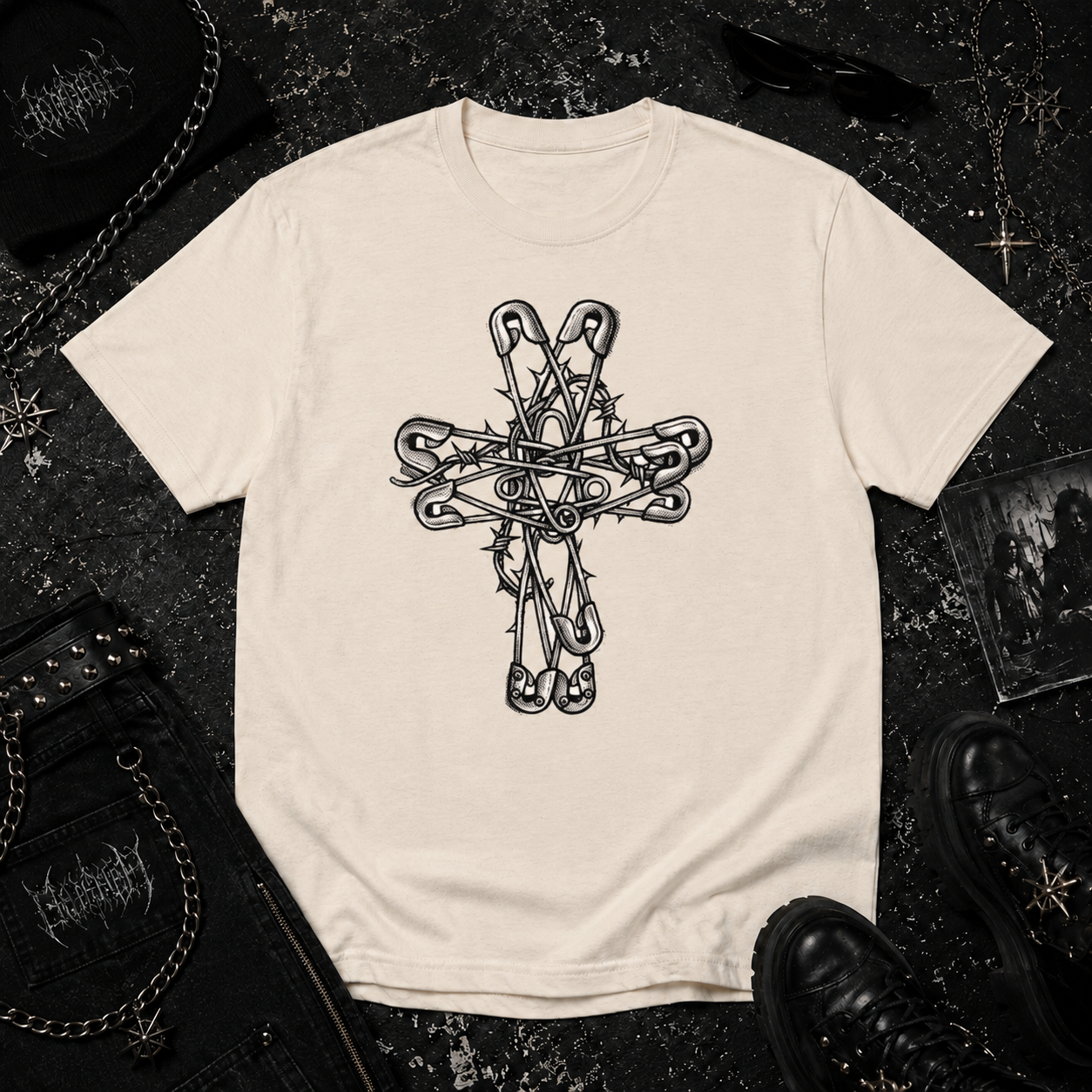 Safety Pin Cross tee