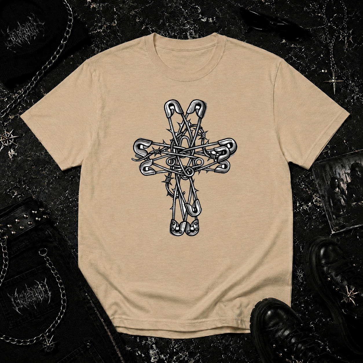 Safety Pin Cross tee