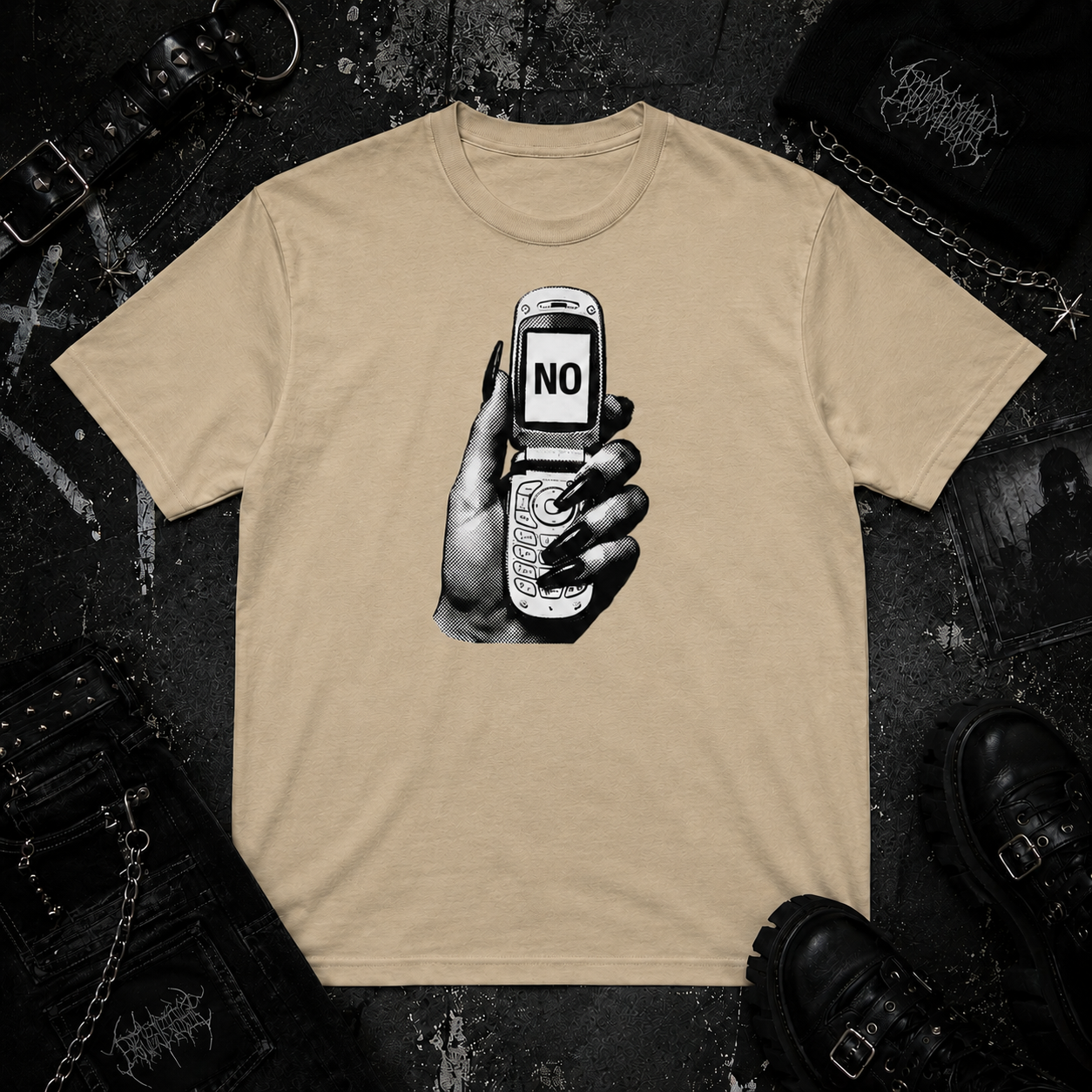 Long Nails Flip Phone tee
