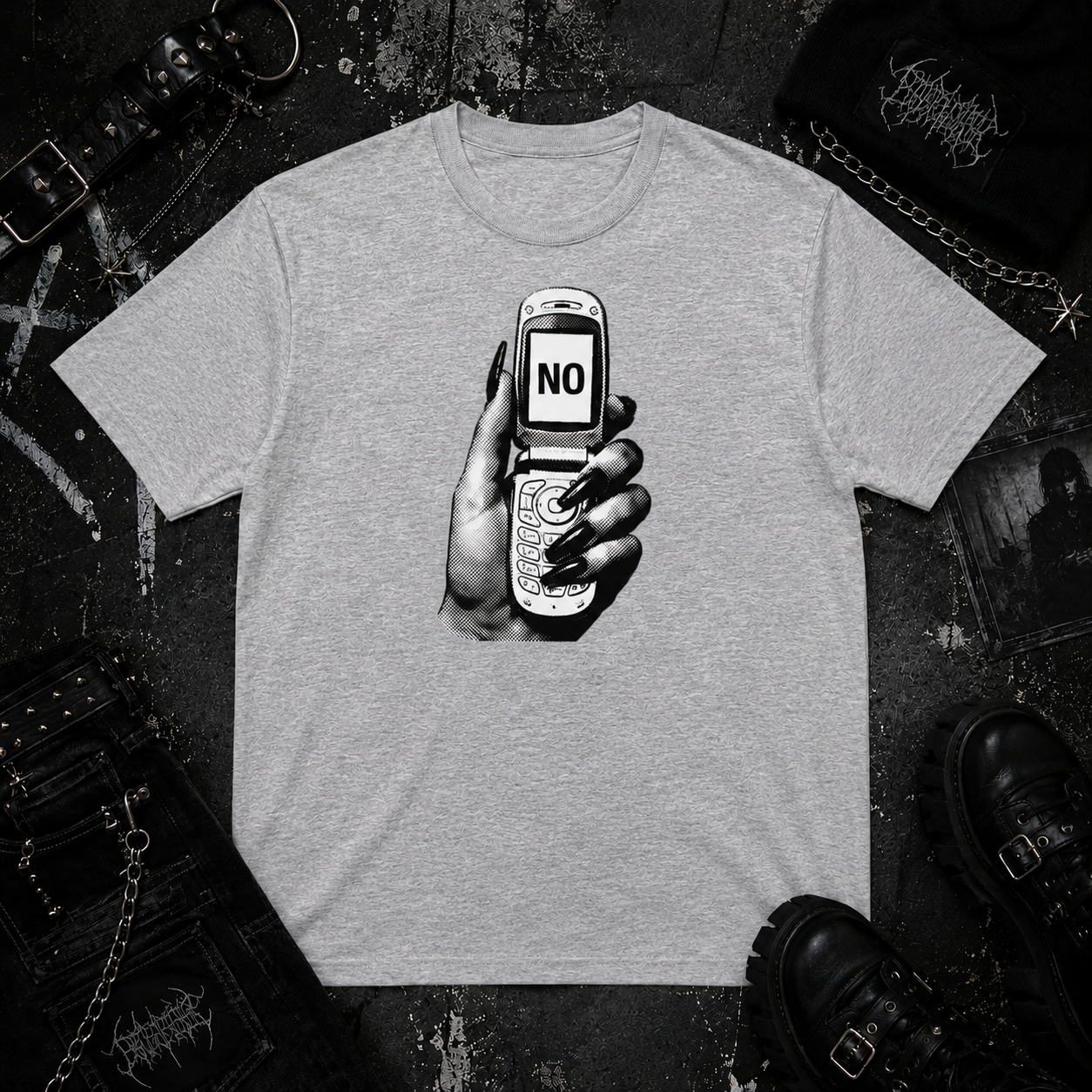 Long Nails Flip Phone tee