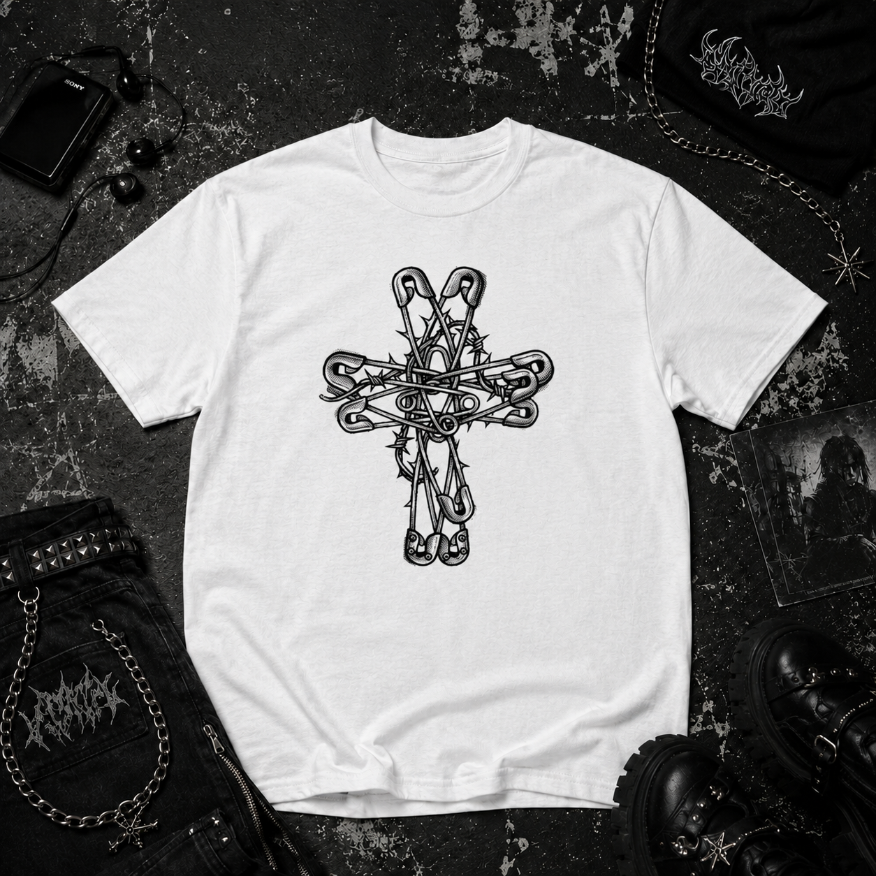 Safety Pin Cross tee